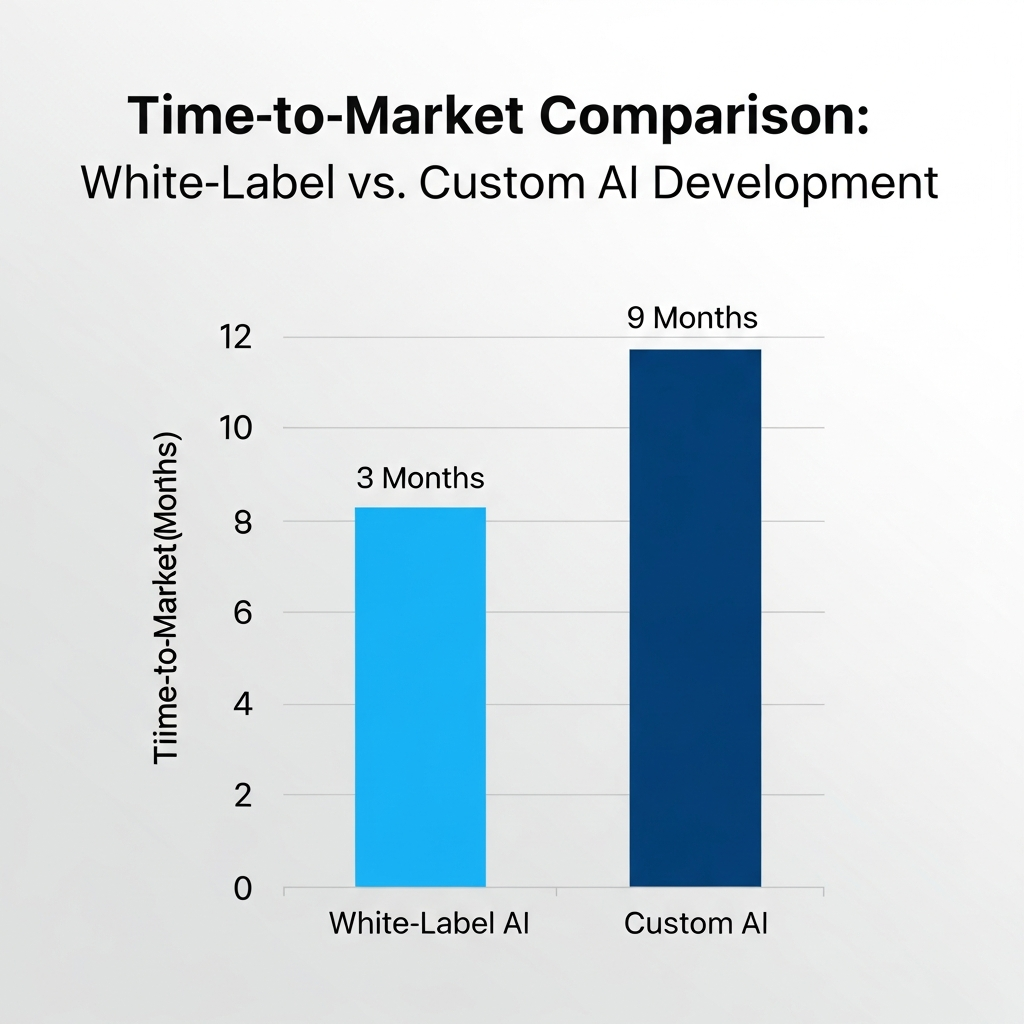 Chart comparing time-to-market for White-Label versus Custom AI development.